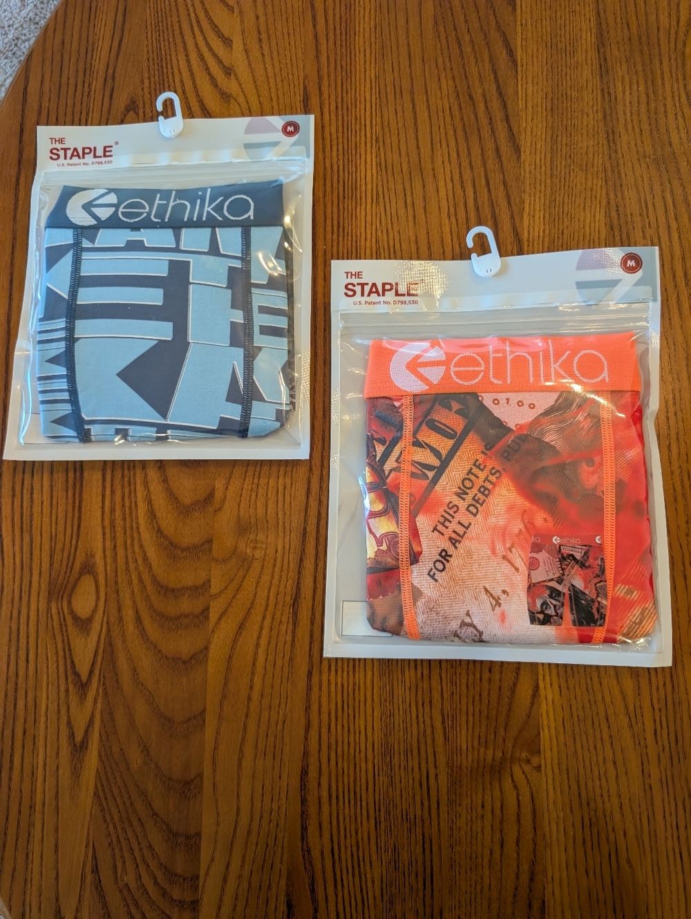 Ethika Men's Boxer Briefs Bundle of 2,  Blue Graphic & Orange Graphic - NEW